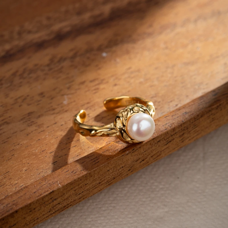 Bague Perle – Caresse Subtile, Argent Plaqué Or 5 Bague Perle – Caresse Subtile, Argent Plaqué Or – Image 3