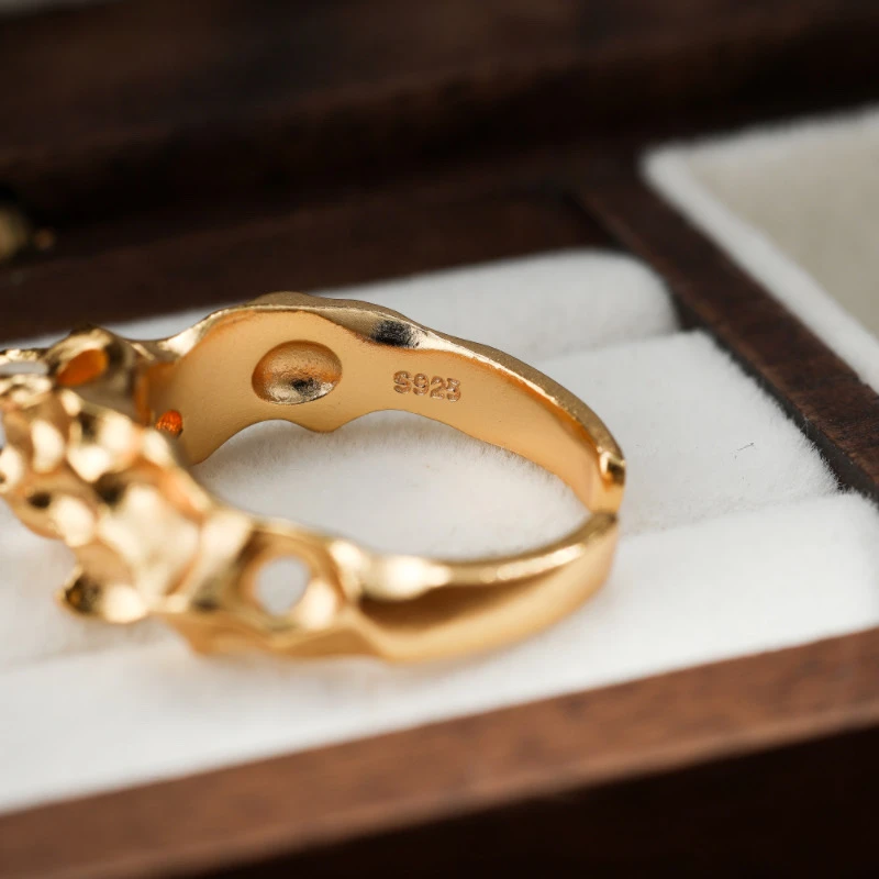 Bague Pierre De Lune – Jardin De Lumière, Argent Plaqué Or 8 Bague Pierre De Lune – Jardin De Lumière, Argent Plaqué Or – Image 6