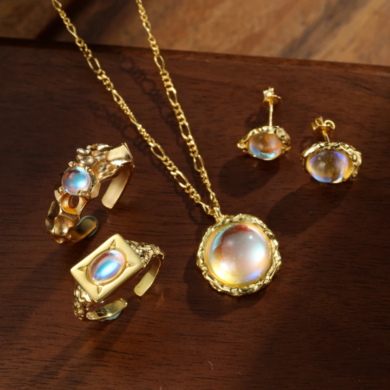 Bague Pierre De Lune – Lueur Impériale, Argent Plaqué Or 8 Bague Pierre De Lune – Lueur Impériale, Argent Plaqué Or – Image 6