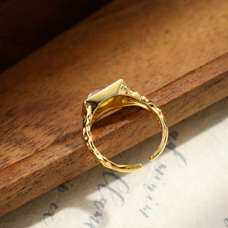 Bague Pierre De Lune – Lueur Impériale, Argent Plaqué Or 6 Bague Pierre De Lune – Lueur Impériale, Argent Plaqué Or – Image 4