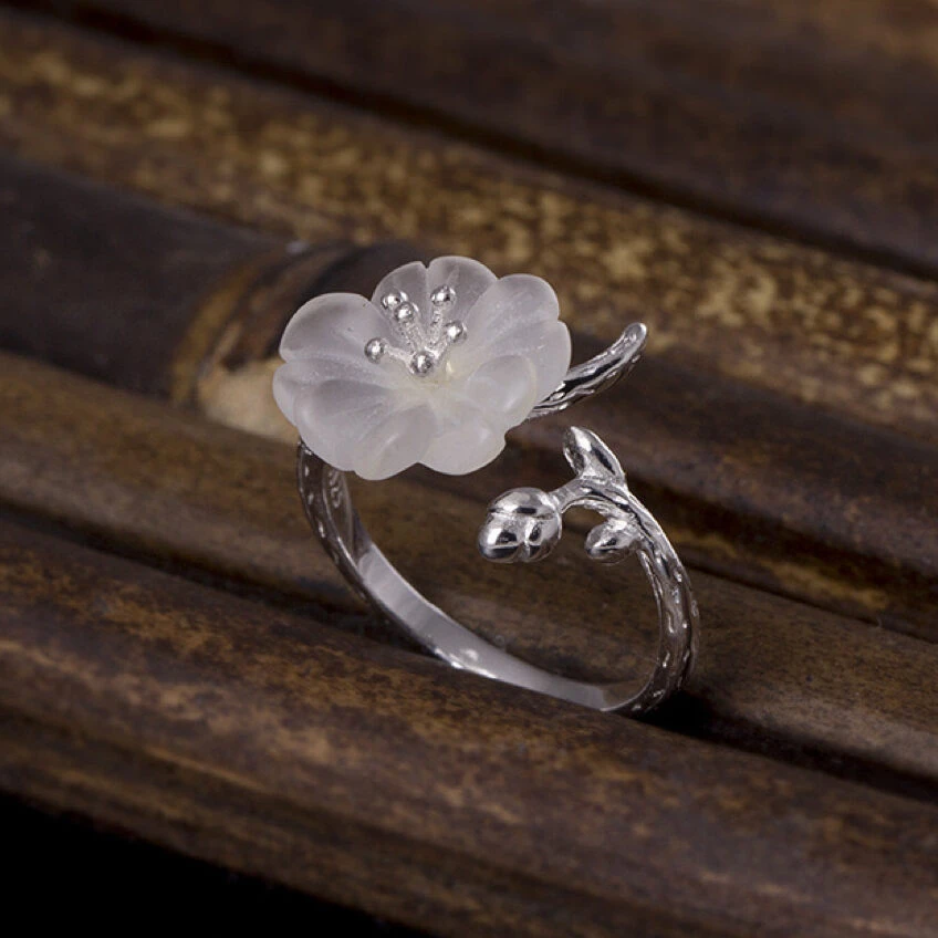 Bague Quartz Clair – Fleur De Tranquillité, Argent 3 Bague Quartz Clair – Fleur De Tranquillité, Argent