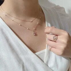 Moment Ici -Moment Ici bague quartz rose floraison argent plaque or