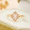 Bague Quartz Rose – Floraison, Argent Plaqué Or