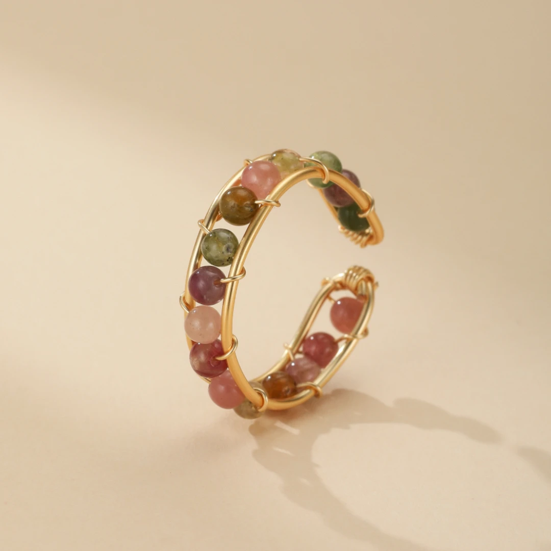 Bague Tourmaline – Éclat Arc-en-Ciel, Plaqué Or 14k 4 Bague Tourmaline – Éclat Arc-en-Ciel, Plaqué Or 14k – Image 2
