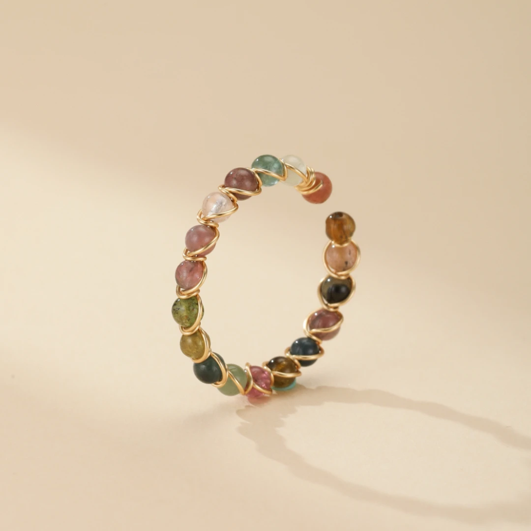 Bague Tourmaline – Éclat Arc-en-Ciel, Plaqué Or 14k 5 Bague Tourmaline – Éclat Arc-en-Ciel, Plaqué Or 14k – Image 3