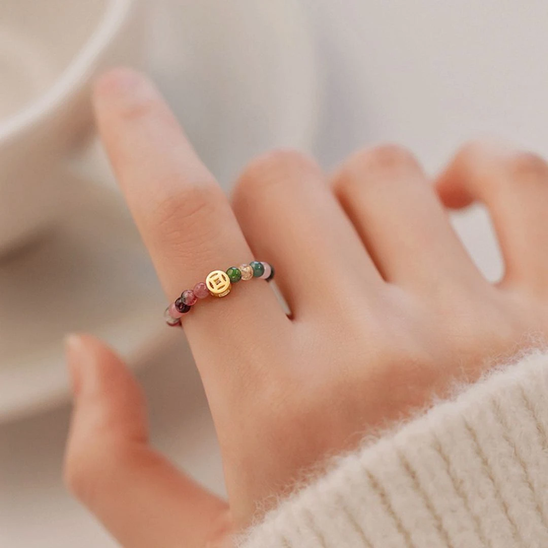 Bague Tourmaline – Fleur De Fortune, Argent Plaqué Or 4 Bague Tourmaline – Fleur De Fortune, Argent Plaqué Or – Image 2