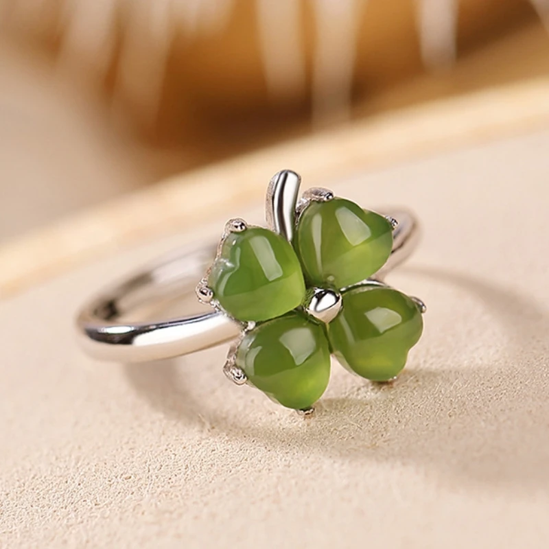 Bague Trèfle En Jade – Promesse De Bonheur, Argent Plaqué Or 10 Bague Trèfle En Jade – Promesse De Bonheur, Argent Plaqué Or – Image 8