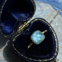 Bague Turquoise – Étreinte Du Ciel, Argent Plaqué Or