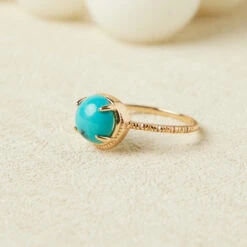 Bague Turquoise – Ovale Enchanté, Argent Plaqué Or -Moment Ici bague turquoise ovale enchante argent plaque or 3