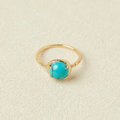 Bague Turquoise – Ovale Enchanté, Argent Plaqué Or