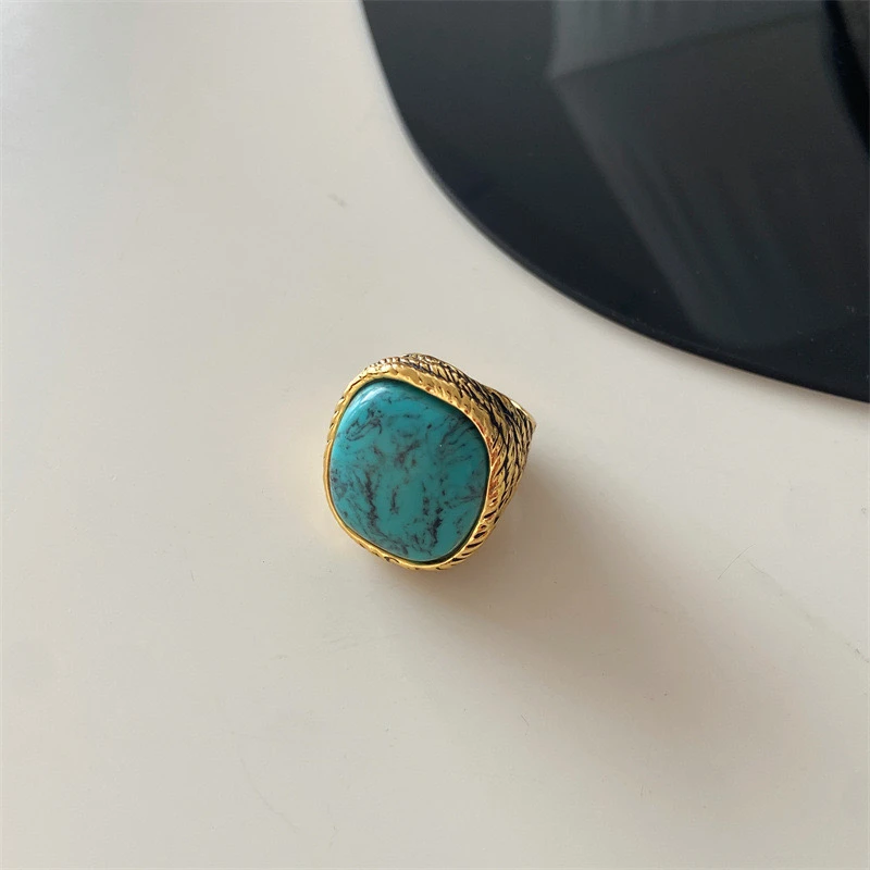 Bague Turquoise – Sérénité D’Océan, Argent Plaqué Or 5 Bague Turquoise – Sérénité D’Océan, Argent Plaqué Or – Image 3