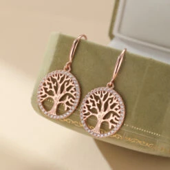 Boucles D’Oreilles Arbre De Vie – Renouveau, Argent Plaqué Or Rose -Moment Ici boucles d oreilles arbre de vie renouveau argent plaque or 4