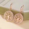 Boucles D’Oreilles Arbre De Vie – Renouveau, Argent Plaqué Or Rose