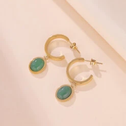 Boucles D’Oreilles Aventurine – Classe Naturelle