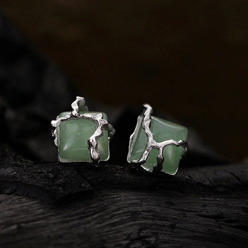 Boucles D’Oreilles Aventurine – Fleur De Sérénité, Argent 9 Boucles D’Oreilles Aventurine – Fleur De Sérénité, Argent – Image 7
