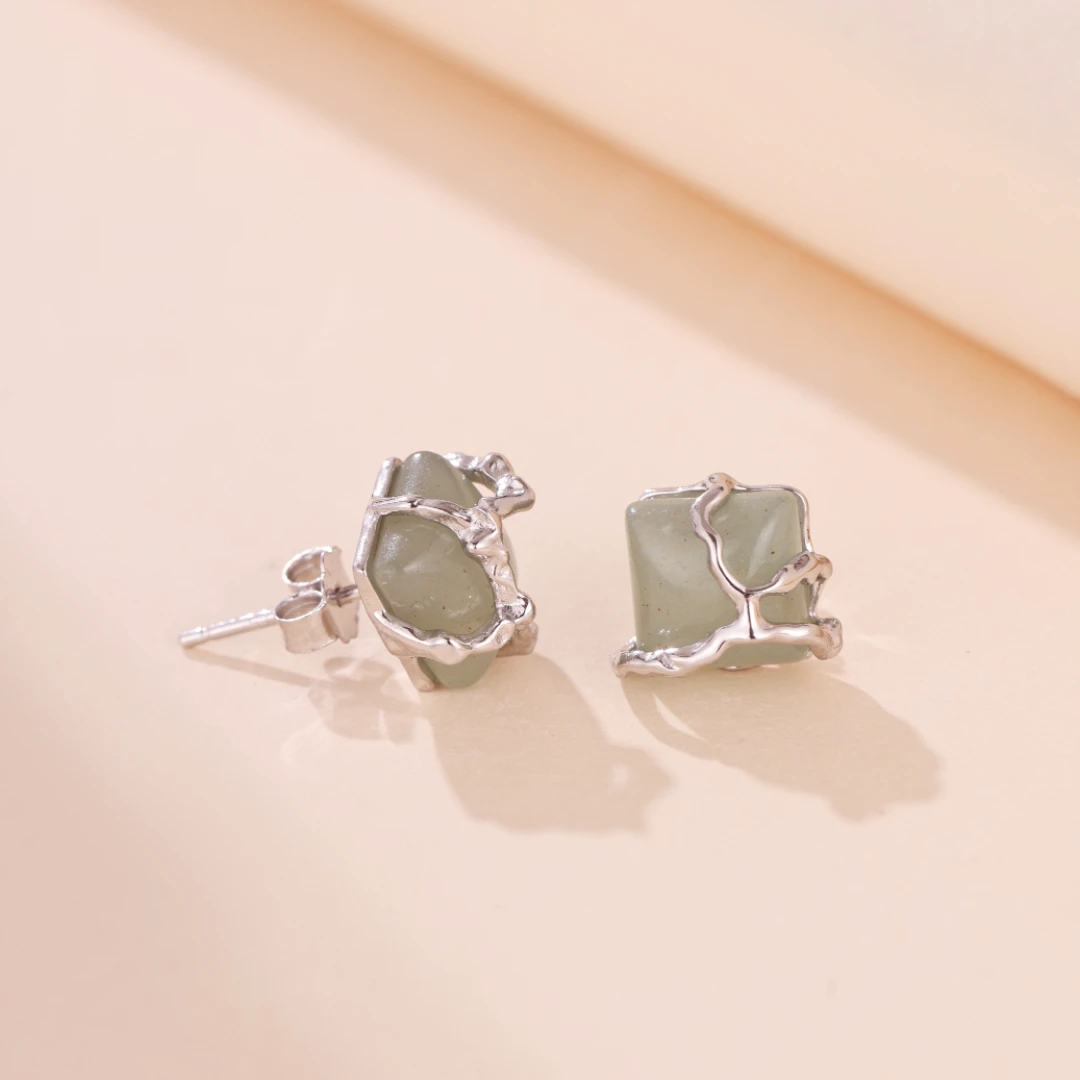 Boucles D’Oreilles Aventurine – Fleur De Sérénité, Argent 8 Boucles D’Oreilles Aventurine – Fleur De Sérénité, Argent – Image 6