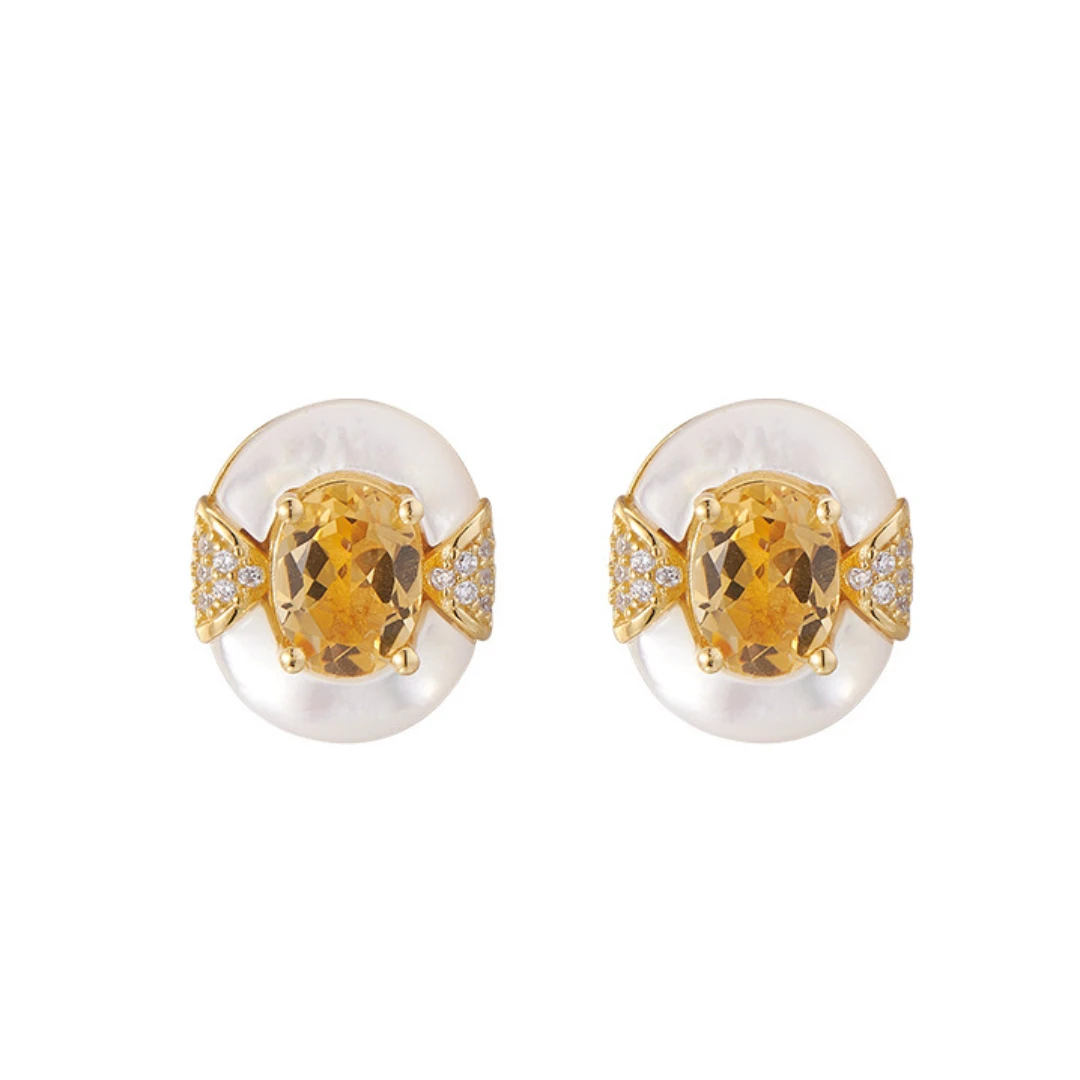 Boucles D’Oreilles Citrine Et Nacre – Énergie D’Abondance, Argent Plaqué Or 9 Boucles D’Oreilles Citrine Et Nacre – Énergie D’Abondance, Argent Plaqué Or – Image 7