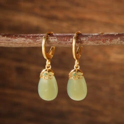 Boucles D’Oreilles Jade – Aura Apaisante, Argent Plaqué Or -Moment Ici boucles d oreilles jade aura apaisante argent plaque or 2