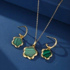 Collier Malachite – Étoile Fleur, Argent Plaqué Or 16 Collier Malachite – Étoile Fleur, Argent Plaqué Or -Moment Ici boucles d oreilles malachite etoile fleur argent plaque or 7