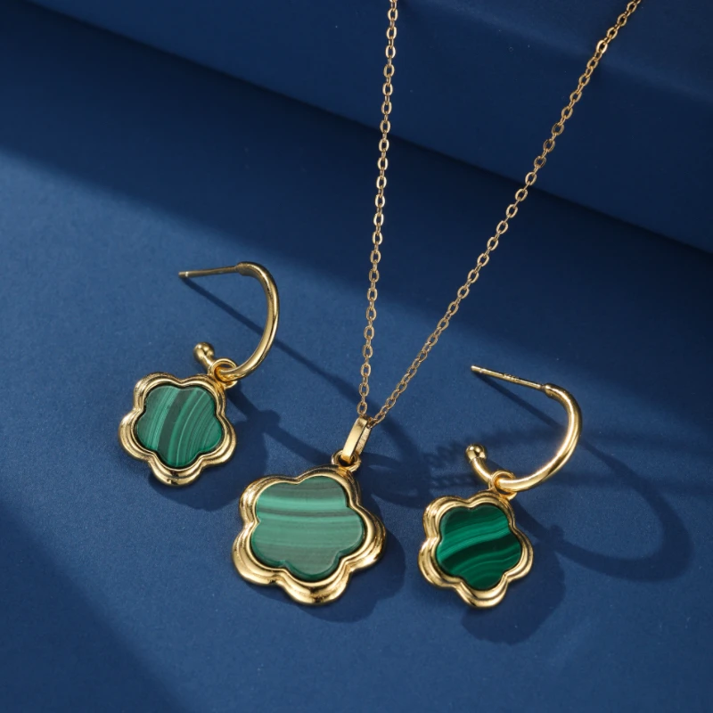 Collier Malachite – Étoile Fleur, Argent Plaqué Or 9 Collier Malachite – Étoile Fleur, Argent Plaqué Or – Image 7