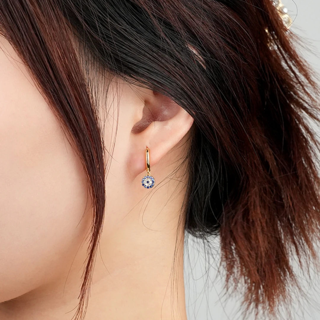 Boucles D’Oreilles Mauvais Œil – Regard, Argent Plaqué Or 4 Boucles D’Oreilles Mauvais Œil – Regard, Argent Plaqué Or – Image 2