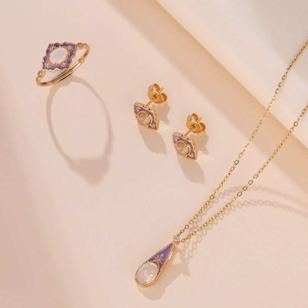 Boucles D’Oreilles Opale – Jardin Des Merveilles, Argent Plaqué Or 8 Boucles D’Oreilles Opale – Jardin Des Merveilles, Argent Plaqué Or – Image 6