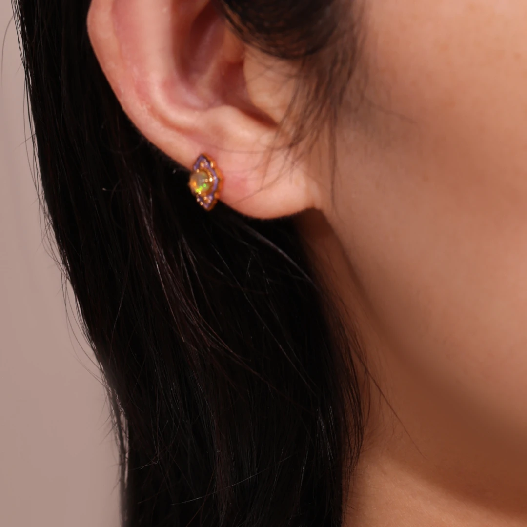 Boucles D’Oreilles Opale – Jardin Des Merveilles, Argent Plaqué Or 4 Boucles D’Oreilles Opale – Jardin Des Merveilles, Argent Plaqué Or – Image 2