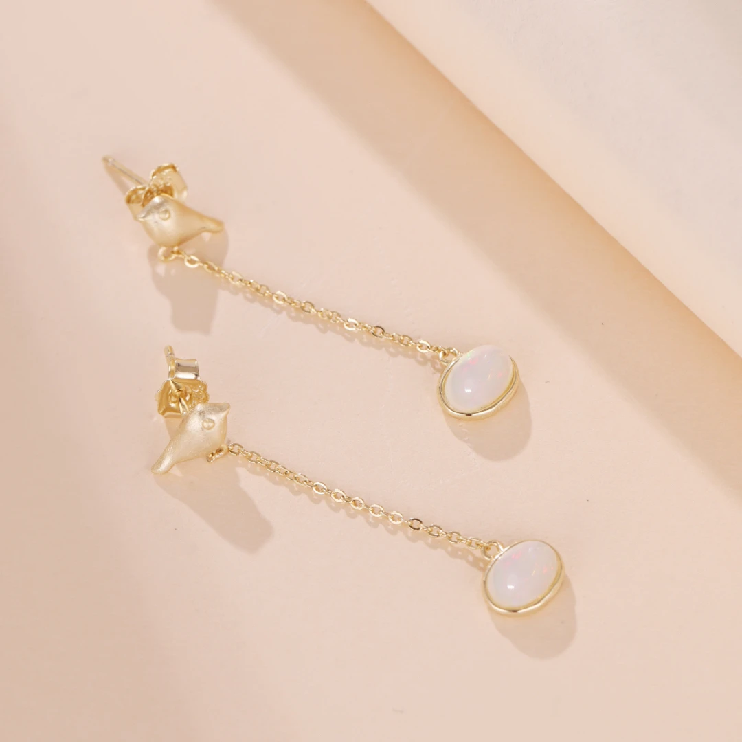 Boucles D’Oreilles Opale – Mélodie Du Ciel, Argent Plaqué Or 5 Boucles D’Oreilles Opale – Mélodie Du Ciel, Argent Plaqué Or – Image 3