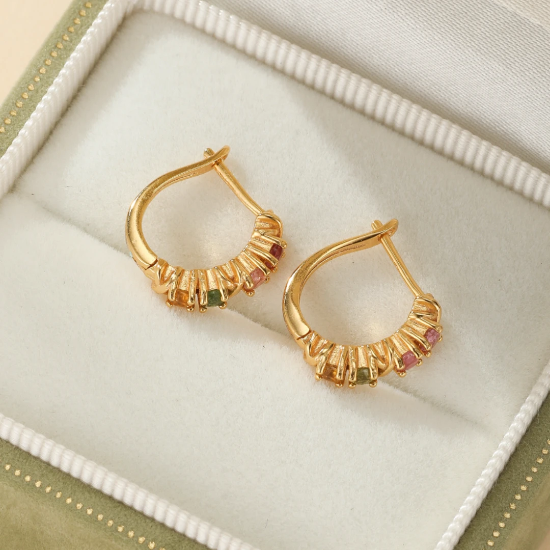 Boucles D’Oreilles Tourmaline – Harmonie Lumineuse, Argent Plaqué Or 18k 7 Boucles D’Oreilles Tourmaline – Harmonie Lumineuse, Argent Plaqué Or 18k – Image 5