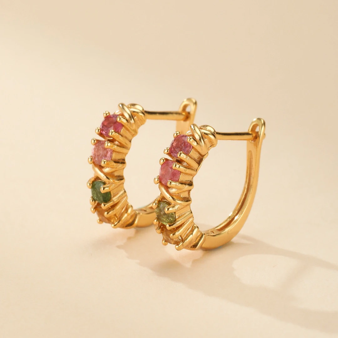 Boucles D’Oreilles Tourmaline – Harmonie Lumineuse, Argent Plaqué Or 18k 3 Boucles D’Oreilles Tourmaline – Harmonie Lumineuse, Argent Plaqué Or 18k