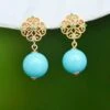 Boucles D’Oreilles Turquoise – Découpe Exquise, Argent Plaqué Or 2 Boucles D’Oreilles Turquoise – Découpe Exquise, Argent Plaqué Or -Moment Ici boucles d oreilles turquoise decoupe exquise argent plaque or