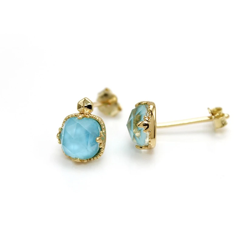 Boucles D’Oreilles Turquoise – Étreinte Du Ciel, Argent Plaqué Or 7 Boucles D’Oreilles Turquoise – Étreinte Du Ciel, Argent Plaqué Or – Image 5