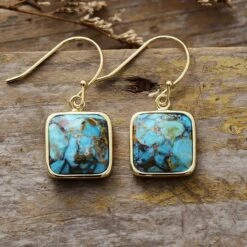Boucles D’Oreilles Turquoise – Fragments De Ciel, Argent Plaqué Or -Moment Ici boucles d oreilles turquoise fragments de ciel argent plaque or