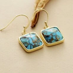Boucles D’Oreilles Turquoise – Fragments De Ciel, Argent Plaqué Or -Moment Ici boucles d oreilles turquoise fragments de ciel argent plaque or 3