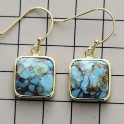 Boucles D’Oreilles Turquoise – Fragments De Ciel, Argent Plaqué Or -Moment Ici boucles d oreilles turquoise fragments de ciel argent plaque or 4