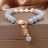 Bracelet Aigue-Marine Et Perle – Poche D’Argent -Moment Ici bracelet aigue marine et perle poche d argent