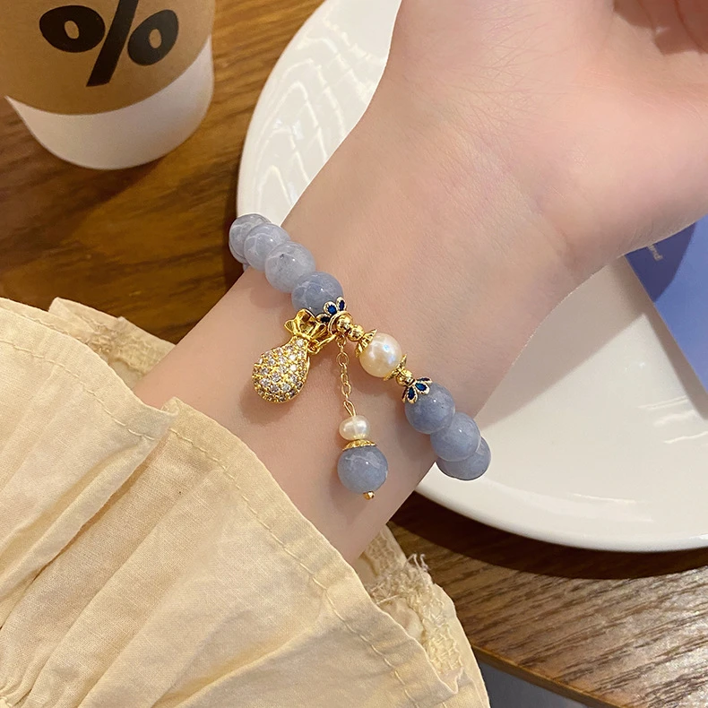 Bracelet Aigue-Marine Et Perle – Poche D’Argent 4 Bracelet Aigue-Marine Et Perle – Poche D’Argent – Image 2