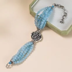 Bracelet Aigue Marine – Rose Élégante, Argent -Moment Ici bracelet aigue marine rose elegante argent 6