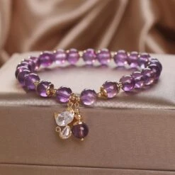 Bracelet Améthyste – Chaton Joyeux -Moment Ici bracelet amethyste chaton joyeux 2