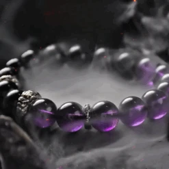 Bracelet Améthyste Et Obsidienne – Reflet Sombre, Argent 13 Bracelet Améthyste Et Obsidienne – Reflet Sombre, Argent -Moment Ici bracelet amethyste et obsidienne reflet sombre argent