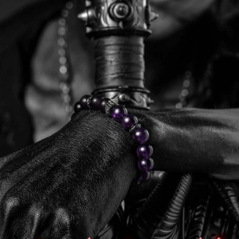 Bracelet Améthyste Et Obsidienne – Reflet Sombre, Argent 4 Bracelet Améthyste Et Obsidienne – Reflet Sombre, Argent – Image 2