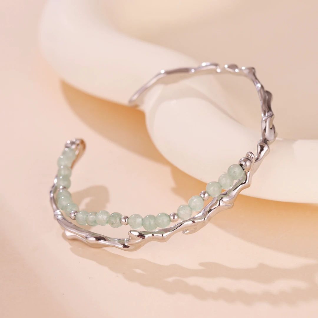 Bracelet Aventurine – Force Du Bambou, Argent 5 Bracelet Aventurine – Force Du Bambou, Argent – Image 3