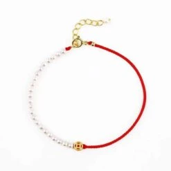 Bracelet Cordon Rouge Et Perles – Harmonie D’Abondance, Argent 925 -Moment Ici bracelet cordon rouge et perles harmonie d abondance argent 925
