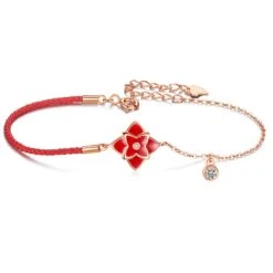 Bracelet Cordon Rouge – Fleur De Chance, Argent 925 -Moment Ici bracelet cordon rouge fleur de chance argent 925