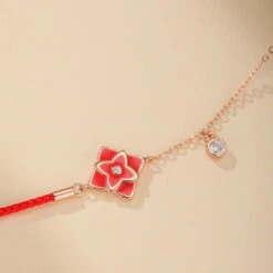 Bracelet Cordon Rouge – Fleur De Chance, Argent 925 -Moment Ici bracelet cordon rouge fleur de chance argent 925 4
