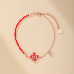 Bracelet Cordon Rouge – Fleur De Chance, Argent 925 -Moment Ici bracelet cordon rouge fleur de chance argent 925 6