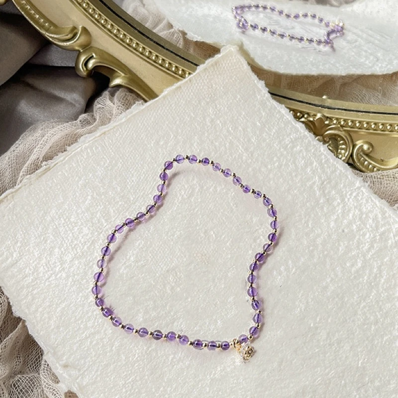 Bracelet De Cheville Améthyste – Fleur Délicate 5 Bracelet De Cheville Améthyste – Fleur Délicate – Image 3