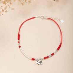 Bracelet De Cheville – Charme Rouge, Argent -Moment Ici bracelet de cheville charme rouge argent 2