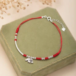 Bracelet De Cheville – Charme Rouge, Argent -Moment Ici bracelet de cheville charme rouge argent 3