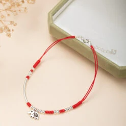 Bracelet De Cheville – Charme Rouge, Argent -Moment Ici bracelet de cheville charme rouge argent 4
